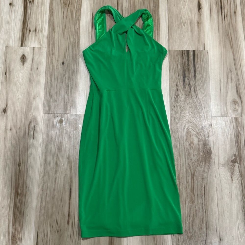 David Meister Green Cross Front Green Dress Women’s 2